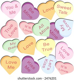 Background of Valentine Candy Conversation Hearts
