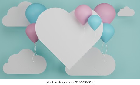 background for valentine's day,mothers-day.Happy mothers day decoration background.abstract scene for display product.copy space text,Isolate background. 3D rendering illustration