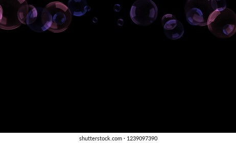 Background with a variety of multi-colored translucent soap bubbles.