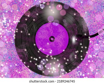 background with vinyl disc and bright colors light 
