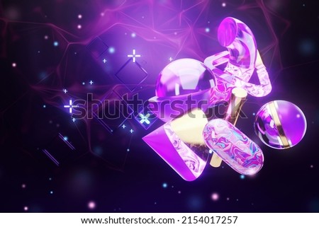 Background Virtual digital reality, metaverse. Future metaphor, metaverse technology concept, cyberuniverse, communication, blockchain, futuristic network. 3D illustration 3D rendering