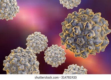 Background With Viruses. Adeno-associated Virus Serotype 1. Virus Is Used As A Vector For Gene Therapy. A Model Is Built Using Data Of Viral Macromolecular Structure From Protein Data Bank (PDB 3NG9)