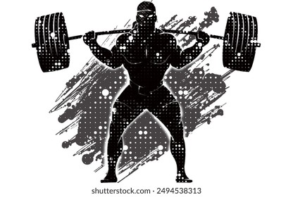 background, wallpaper, abstract with a series of weightlifting silhouettes. male and female athletes, weightlifting sport, isolated on white background. paint splash vector illustration - Powered by Shutterstock