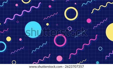 Background wallpaper with cute shape design (navy blue, light blue, yellow, pink)