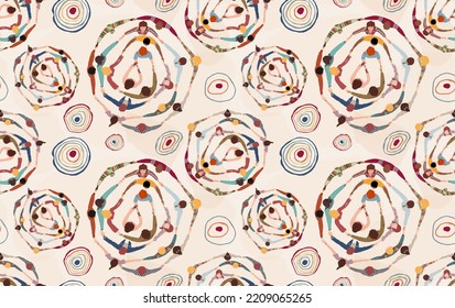 Background Or Wallpaper Seamless Pattern With Group Of Diverse People In A Circle From Different Cultures Holding Hands. Community Men And Women Of Friends Or Volunteers. Top View. Team