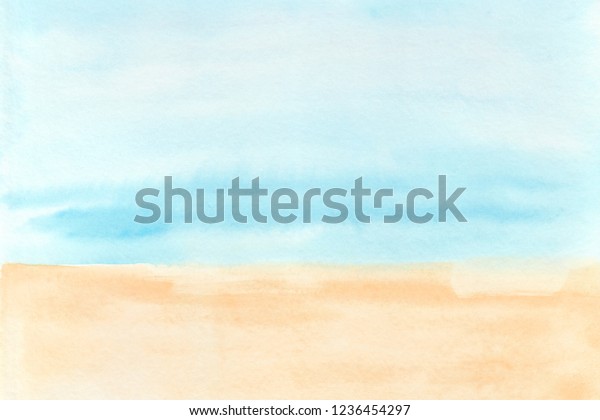 背景に水色の海と砂の空青 のイラスト素材