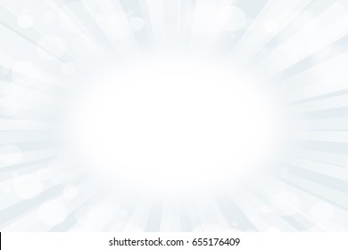 Background White Light With Bokeh Elegant Abstract Design Flair Sun Rays, Sunburst On Blue White Color. Soft Design. Summer Time Blur Space Of A Glowing Illustration