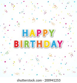 Background Words Happy Birthday Confetti Tinsel Stock Illustration ...