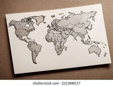 Background Of A World Map On White Paper, Dynamic And Sober