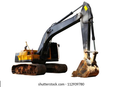 Backhoe isolated on white.