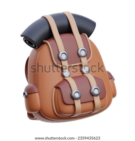 backpack 3d rendering icon. travel backpack 3d icon illustration. backpack 3d icon. 3D icon hiking backpack rendered isolated on white