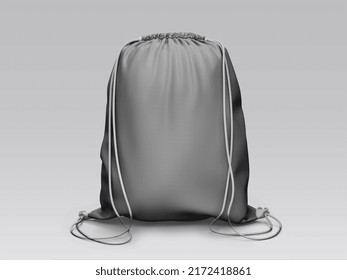 Backpack With Laces. Sport Bag Mockup On White Background. 3D Rendering