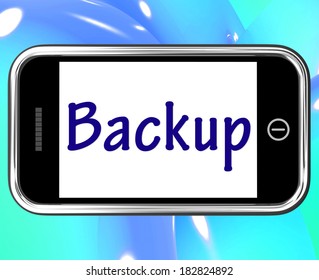 Backup Smartphone Showing Data Copying Or Backing Up