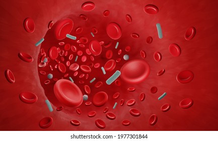 Bacteremia, Bloodstream Infection, Bacteria In Blood 3d Illustration