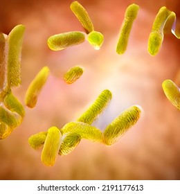 Bacteria Biological Concept. Micro Probiotic Lactobacillus Green Microorganism Or Ebola Microscopic Influenza Cell, Biology Micro Probiotics Hiv Virus.