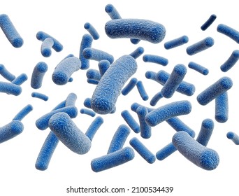 Bacteria Cells Close Up Isolated On White Background 3d Render