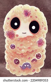 Bacteria Cute Anime Style Drawing