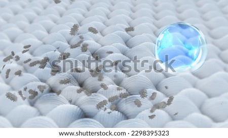 Bacteria eradication show Dirt embedded deep in the fibers3d