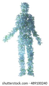 Bacteria forming a human body - microbiome and probiotics concept 3D illustration. 