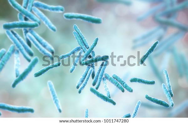 Bacteria Mycobacterium tuberculosis, the\
causative agent of tuberculosis, 3D\
illustration