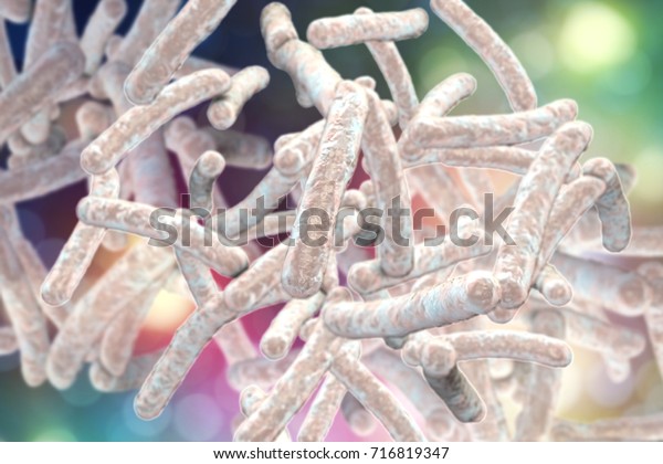 Bacteria Mycobacterium tuberculosis, the\
causative agent of tuberculosis, 3D\
illustration