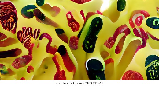 Bacteria, Part Of Intestinal Microbiome And Causative Agents Of Different Infections, Illustration. Escherichia Coli, Klebsiella, Enterobacter And Other