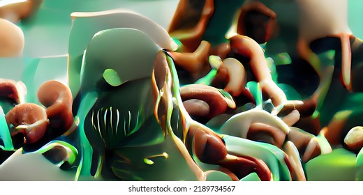 Bacteria, Part Of Intestinal Microbiome And Causative Agents Of Different Infections, Illustration. Escherichia Coli, Klebsiella, Enterobacter And Other