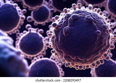 Bacteria Strain Under Microscope. Bacterium Grown And Mutation. Infectious Viral Definition. Biology And Medicine Science Concept. Corona Pandemic Fight. Closeup, Selective Focus