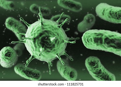 Bacteria Under Microscope - High Quality 3D Render