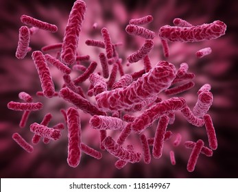 Bacteria, Virus, Cell  3d Red