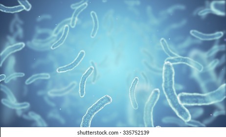 Bacteria Virus Or Germs Microorganism Cells Under Microscope. High Quality 3D Render