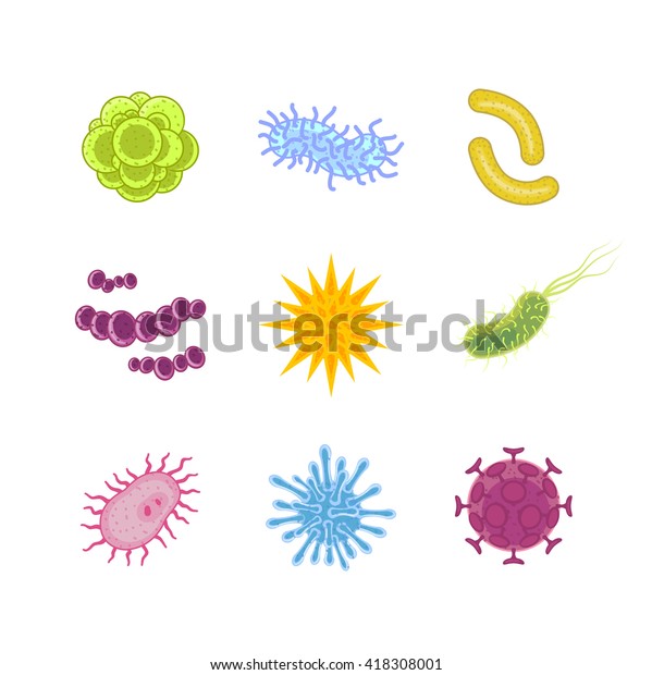 Bacteria Virus Icons Set Biology Science Stock Illustration 418308001