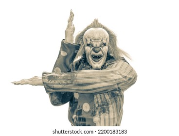 Bad Clown Is Doing A Karate Pose, 3d Illustration