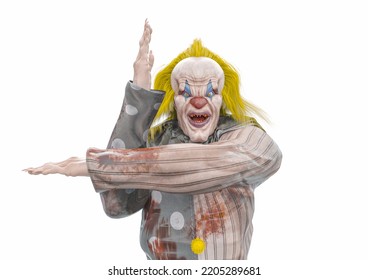 Bad Clown Is Doing A Karate Pose, 3d Illustration