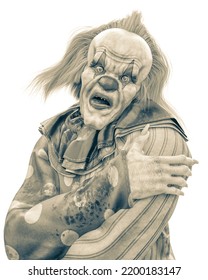 Bad Clown Doing A Mad Face, 3d Illustration