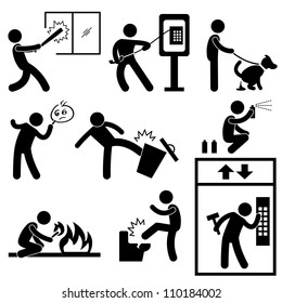 Bad Morale People Vandalism Gangster Icon Symbol Sign Pictogram