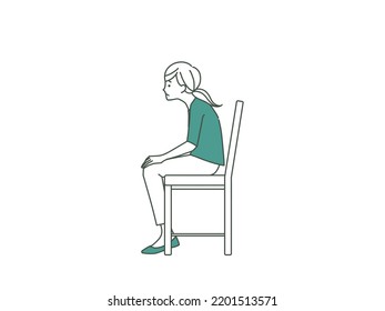 Bad Posture Woman Sitting On Chair Stock Illustration 2201513571 ...