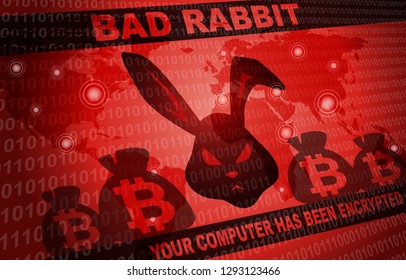 Bad Rabbit Ransomware Attack Malware Hacker Around The World Background