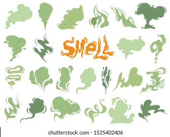 Bad Smell. Steam Smoke Clouds Of Cigarettes Or Expired Old Food Cooking Cartoon Icons