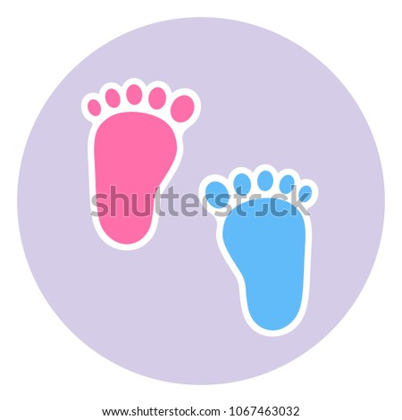 badge footprint child baby footprints twin stock illustration
