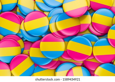 Badges With Pansexual Flag, 3D Rendering