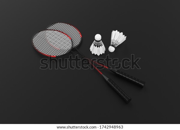 Download Badminton Racket White Feather Shuttlecock Mockup Stock Illustration 1742948963