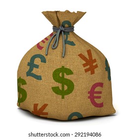 Bag with money. 3d render
