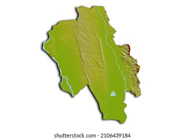 Bago-Myanmar map, shaded relief map of Bago-Myanmar. 3D render physical map.