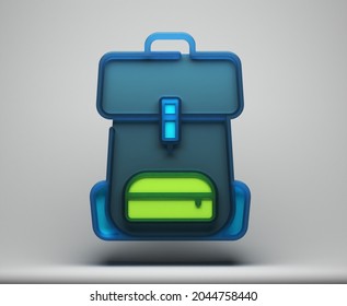 Bagpack Icon Isolated On Grey Background. Minimalism Concept. 3d Illustration 3D