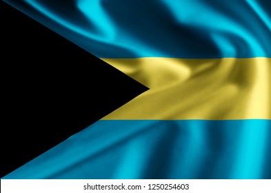 Bahamas 3D waving flag illustration. Texture can be used as background.
