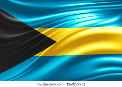 Bahamas  flag of silk -3D illustration