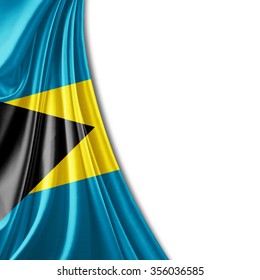 Bahamas  flag of silk with copyspace for your text or images and white background