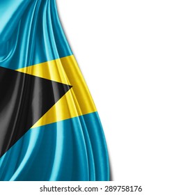 Bahamas  flag of silk and white background