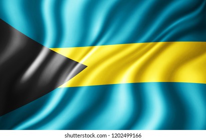 Bahamas flag of silk-3D illustration 